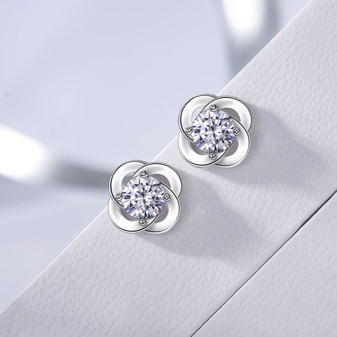 吴越老银铺 四叶草耳饰