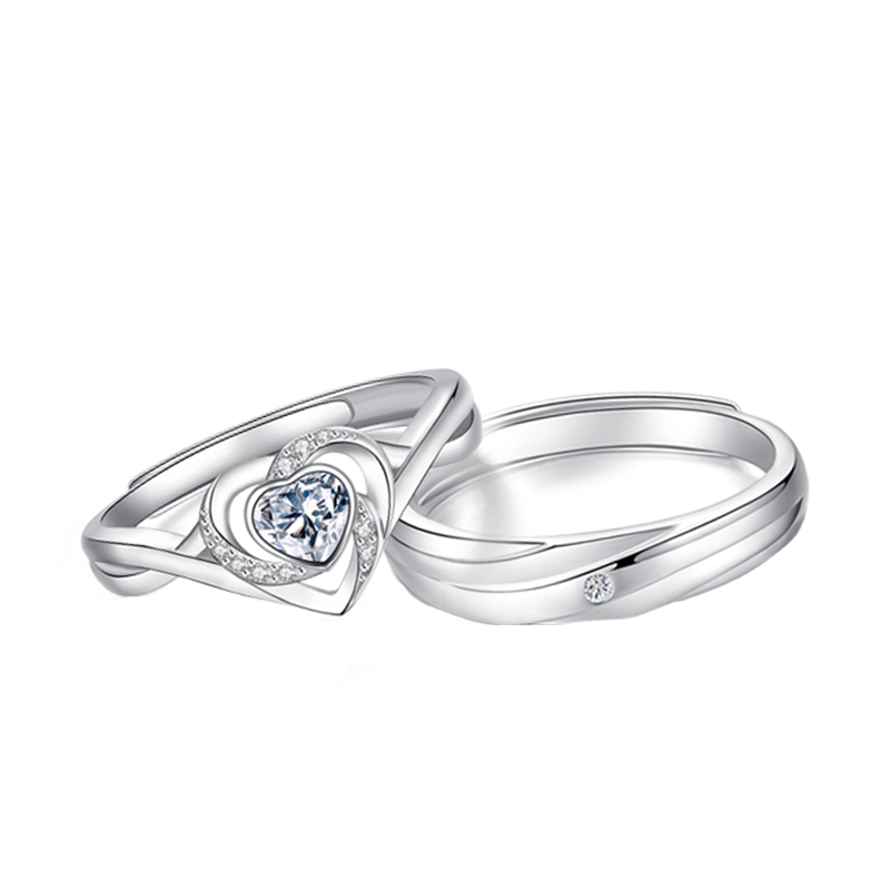 聚福品 镂空心形戒指