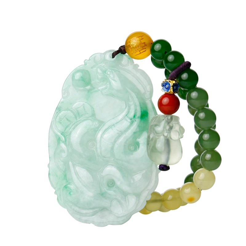 慈元阁 开光禄神翡翠吊坠