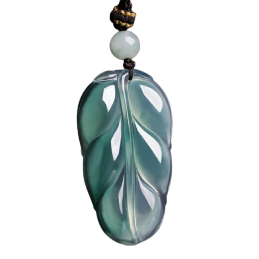珍唯伊 飘花树叶造型翡翠吊坠