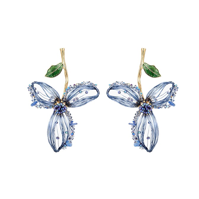 茜子 编织花朵耳饰