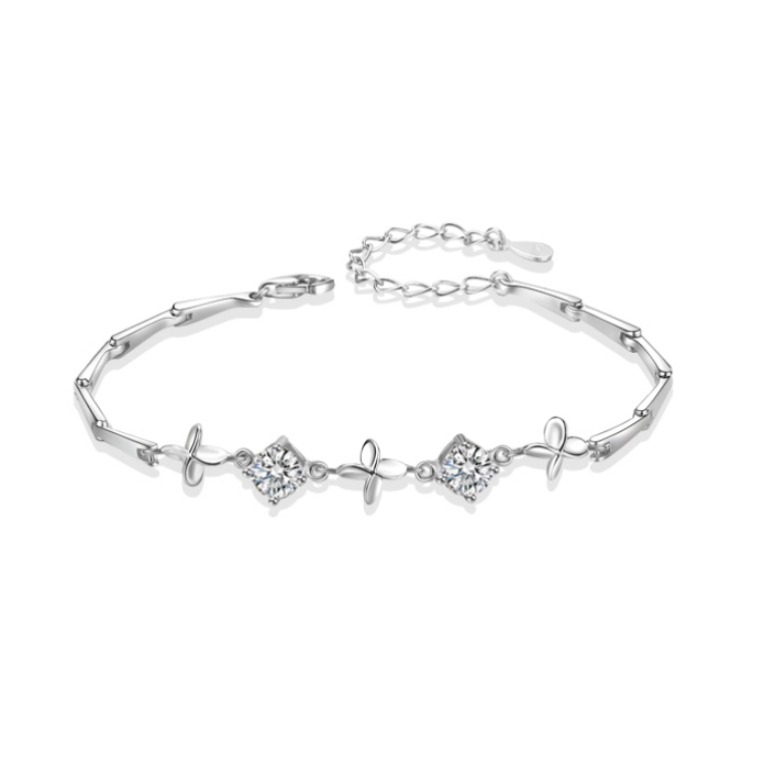 花影 幸运四叶草999足银手链