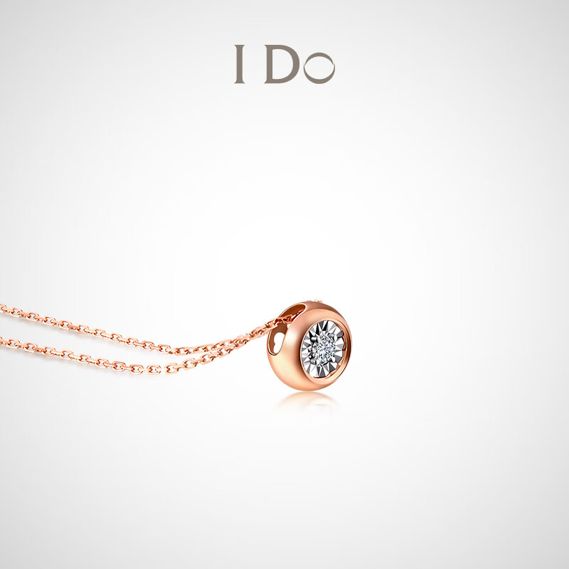 ido18k金钻石项链结婚生日情人节必备2000元左右送女生礼物