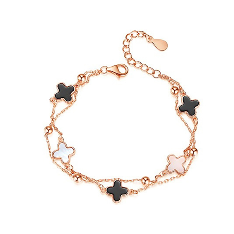 缔晶 S925银四叶草双层手链