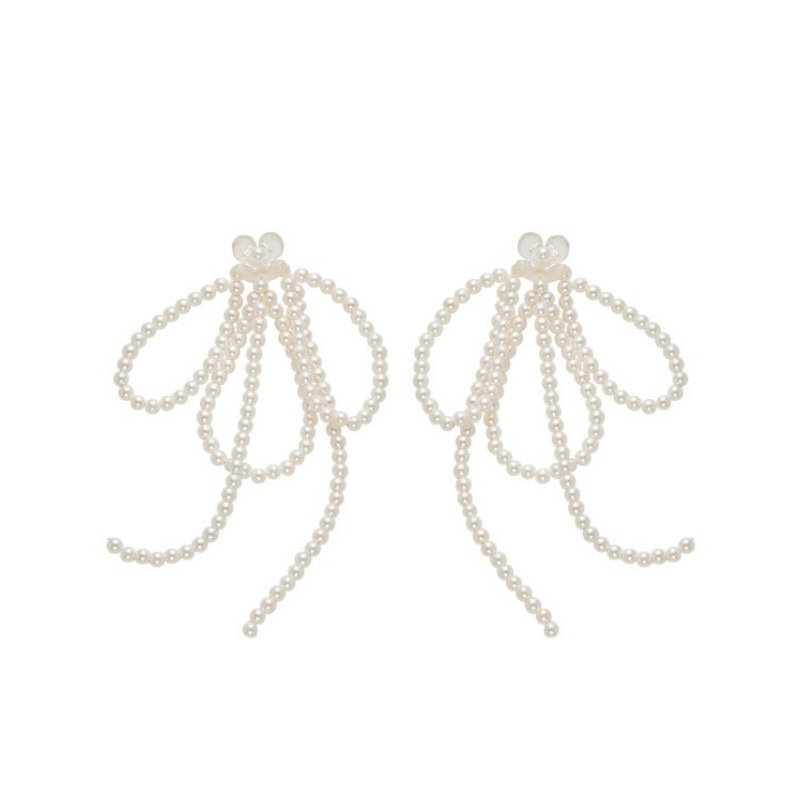 兰际蝴蝶结珍珠流苏耳环