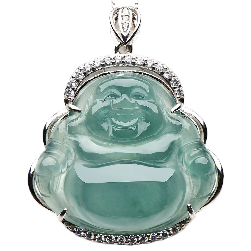 千载一玉 银镶嵌蓝水翡翠吊坠