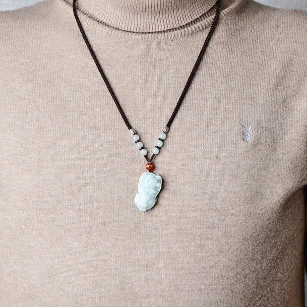 千载一玉 淡绿子母霸王貔貅吊坠