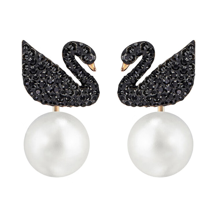 施华洛世奇 黑天鹅珍珠耳饰