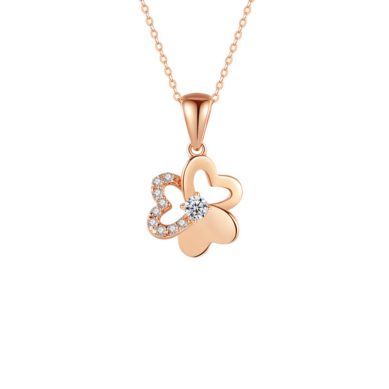 是你 玫瑰金三叶草项链