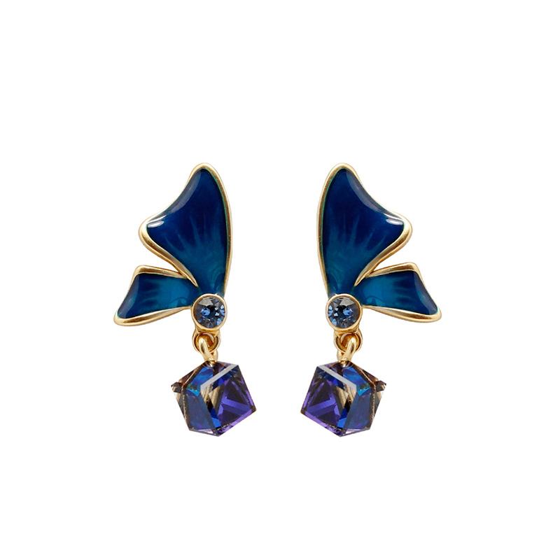 翡拉拉手绘彩晶珐人造水晶耳坠