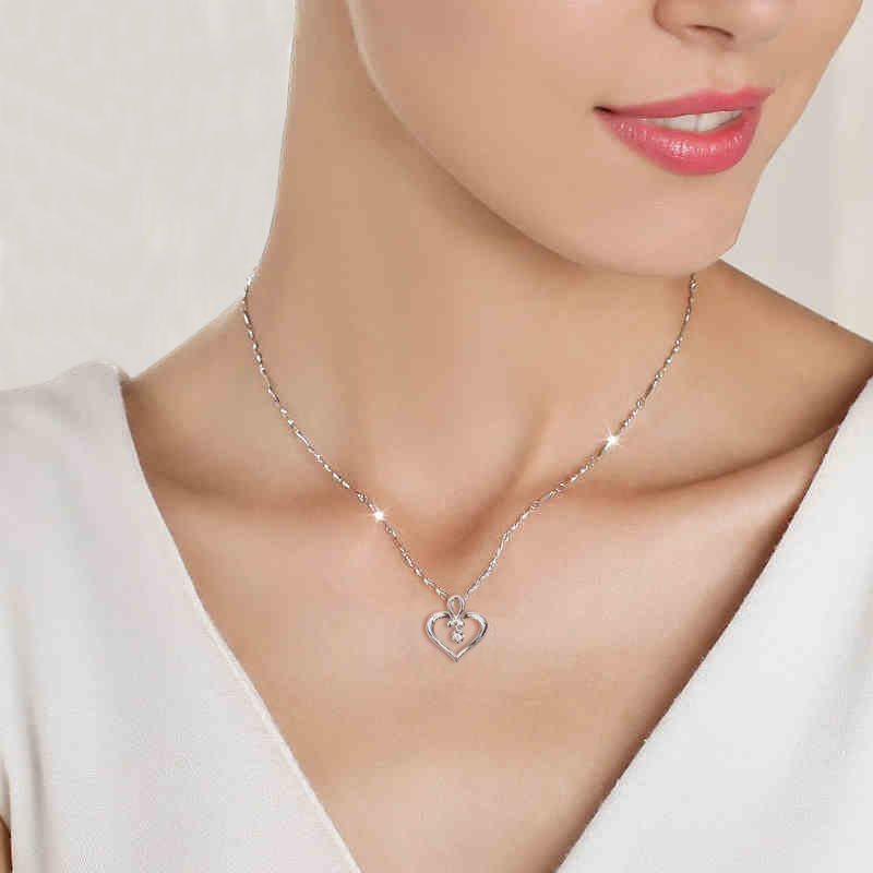 雅茗 钻石吊坠玫瑰金色项链