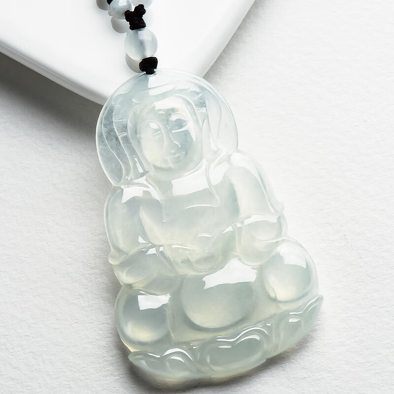 玉萌色 玉观音翡翠吊坠