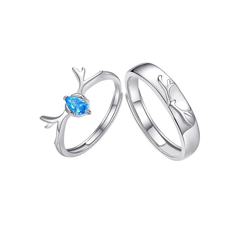 沫兰轻奢蓝锆情侣戒指