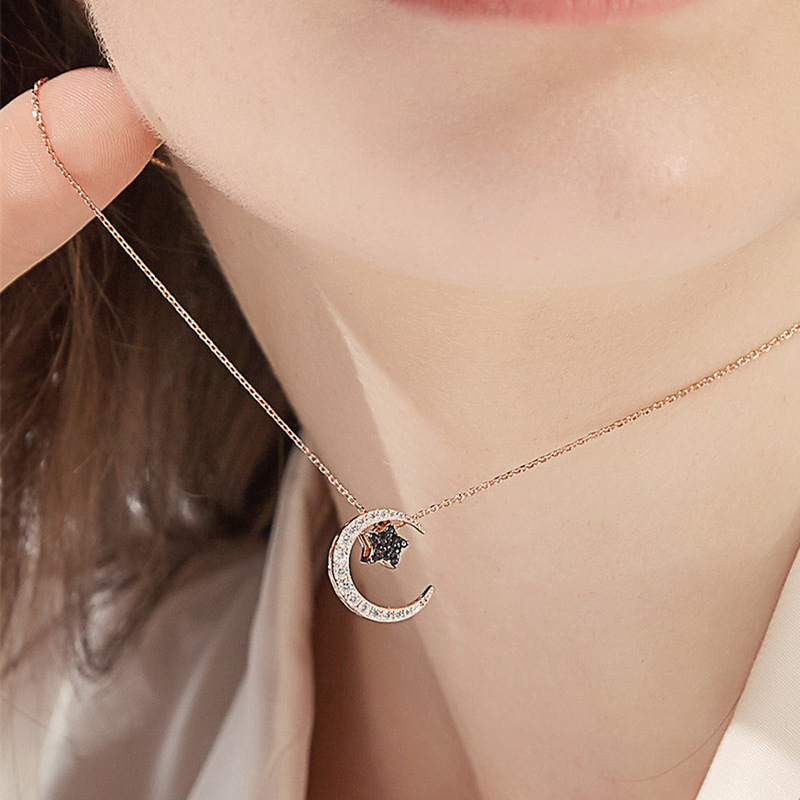 桑玛 韩版星月纯银项链