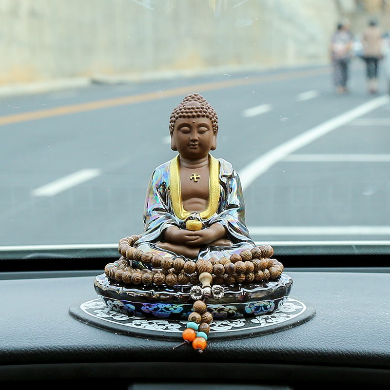 明翠佛像陶瓷车载摆件