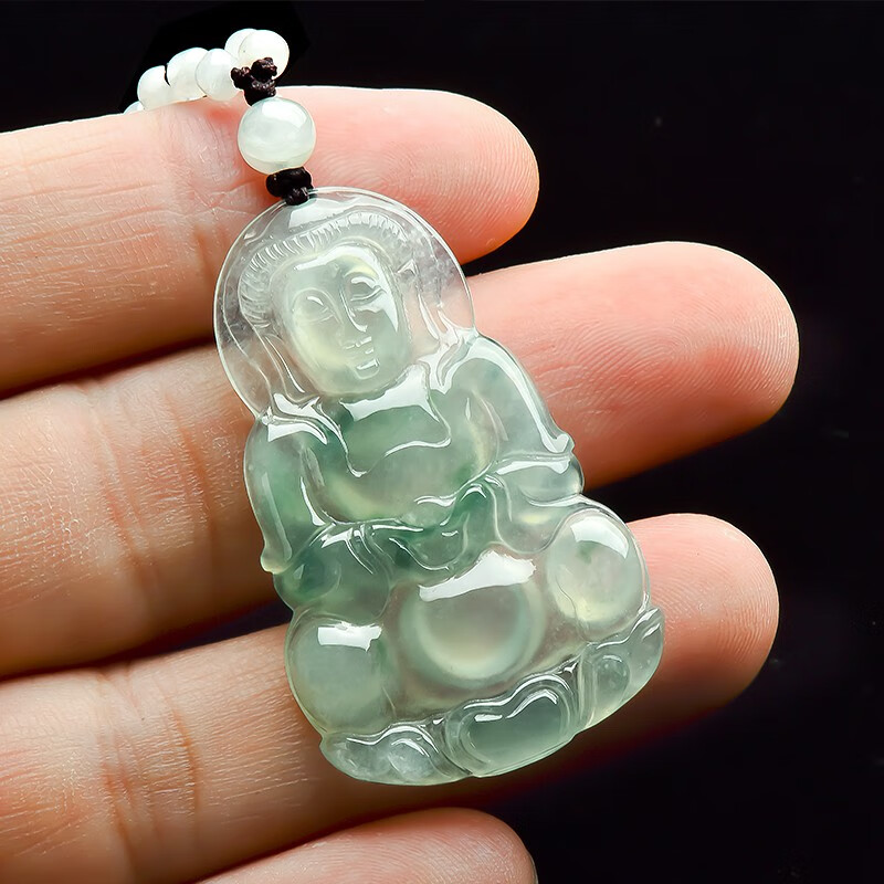 玉萌色 观音翡翠吊坠