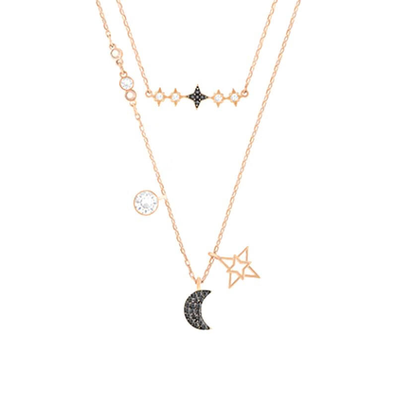 施华洛世奇 玫瑰金色星月项链