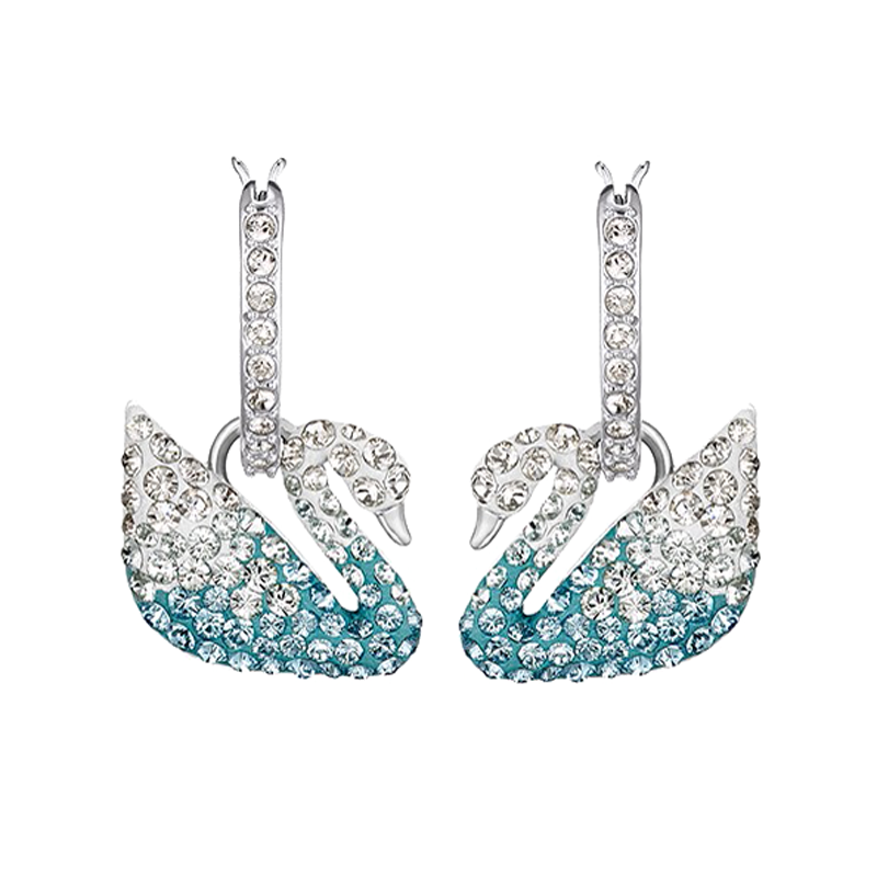 施华洛世奇 渐变蓝色天鹅 耳饰