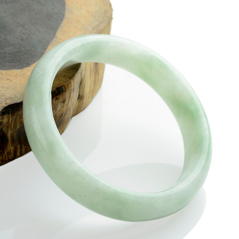 禾玉 天然浅绿飘花玉手镯