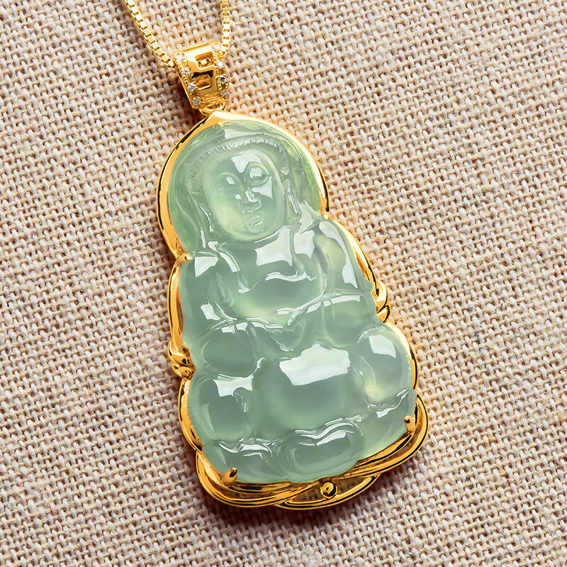 绿翠玉楼 冰种观音翡翠吊坠