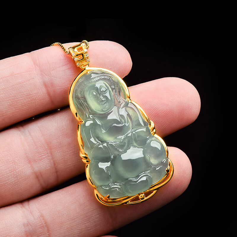 绿翠玉楼 金镶玉 翡翠吊坠