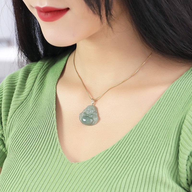 玉友 金镶玉弥勒佛翡翠吊坠