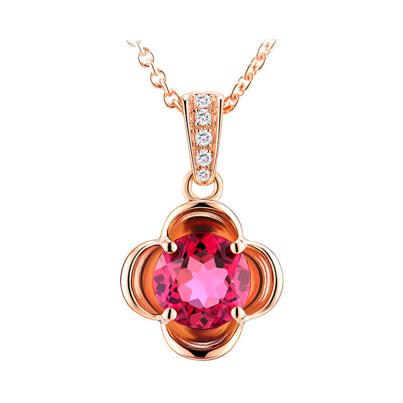 羽兰 红碧玺镶钻石项链