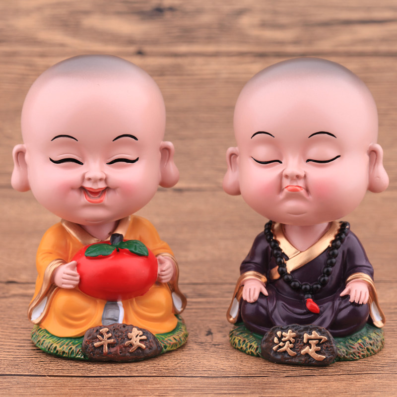 洛饰奇 创意摇头小和尚摆件