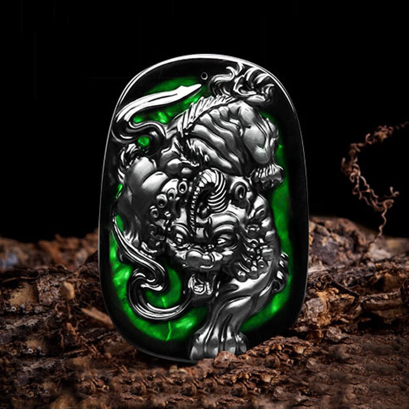 祥祯福 貔貅墨翠翡翠吊坠