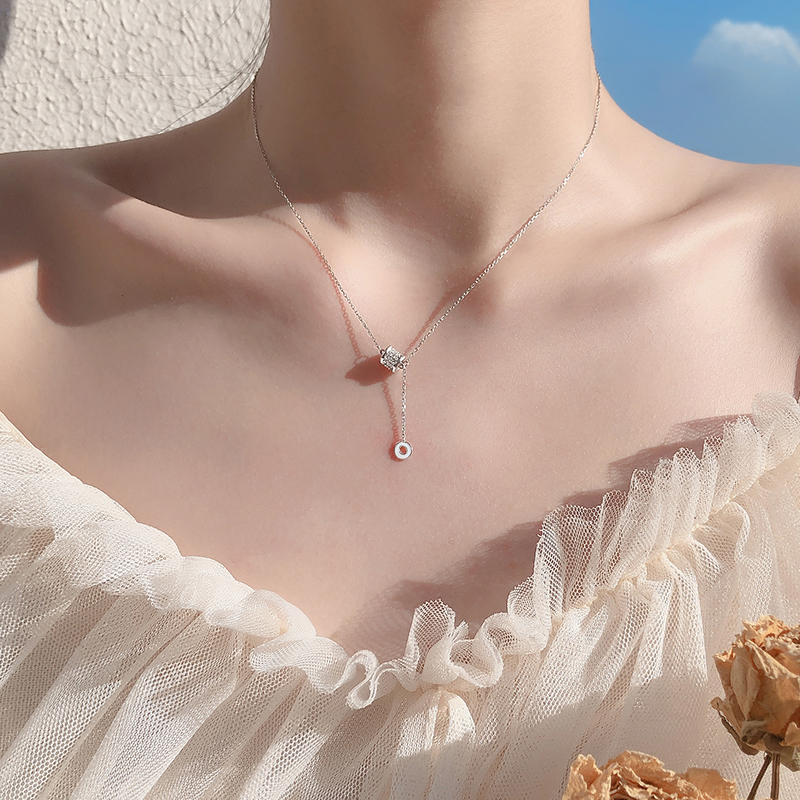 YYEU 925纯银闪钻项链