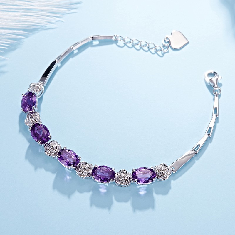 紫艾妮 纯银水晶手链