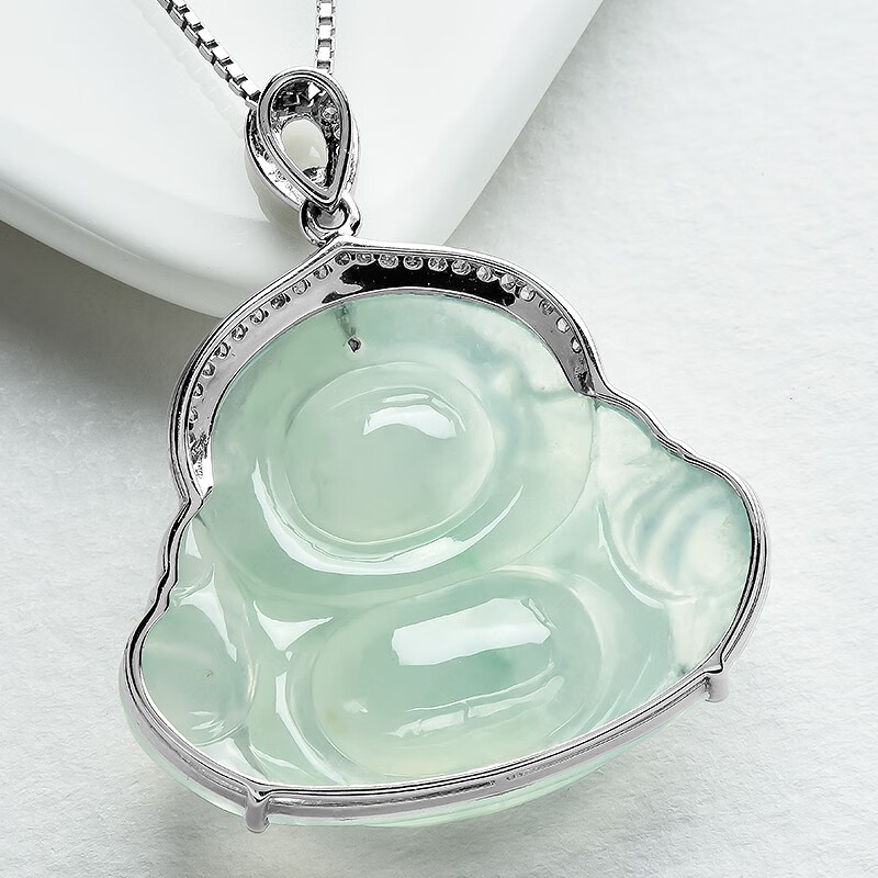 玉萌色 18K金镶配钻翡翠吊坠