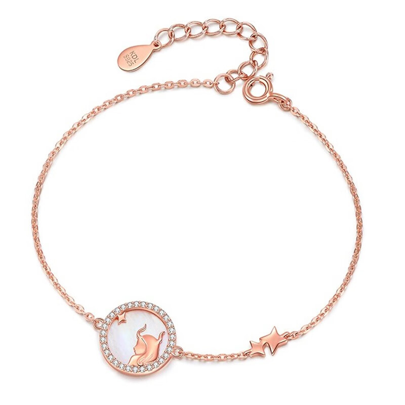 卡蒂罗玫瑰金牛角少女手链