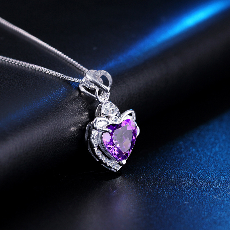 翠登 天然宝石纯银项链