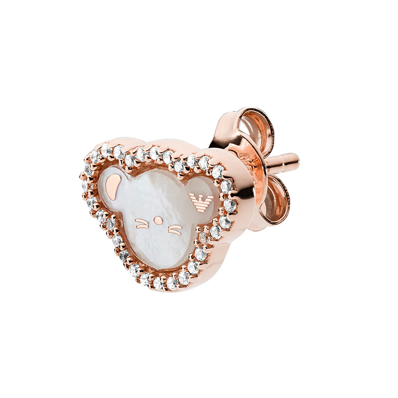 阿玛尼 母贝小熊 耳饰