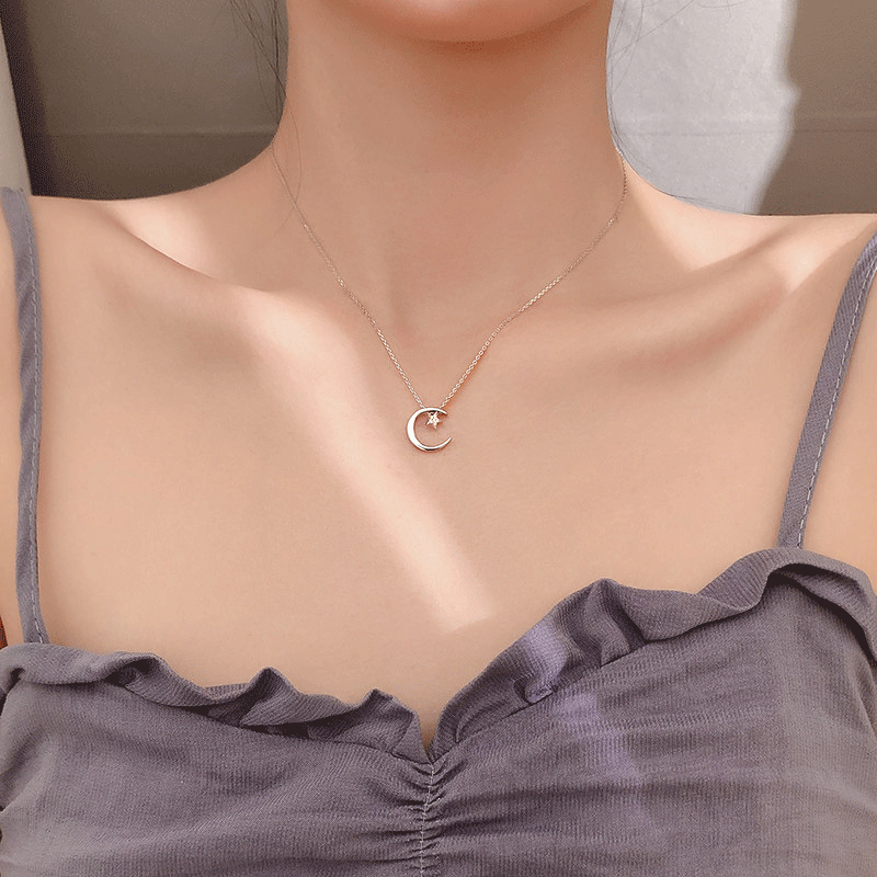 伊黛儿闪钻星月项链