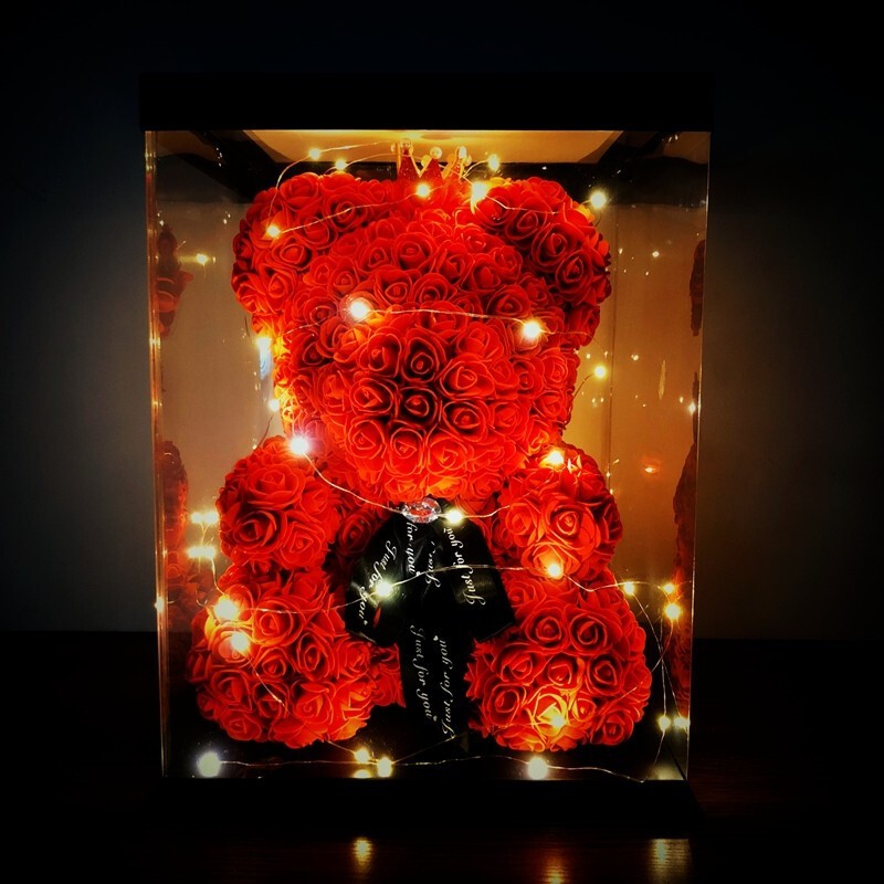 智汇 仿真鲜花 玫瑰花熊