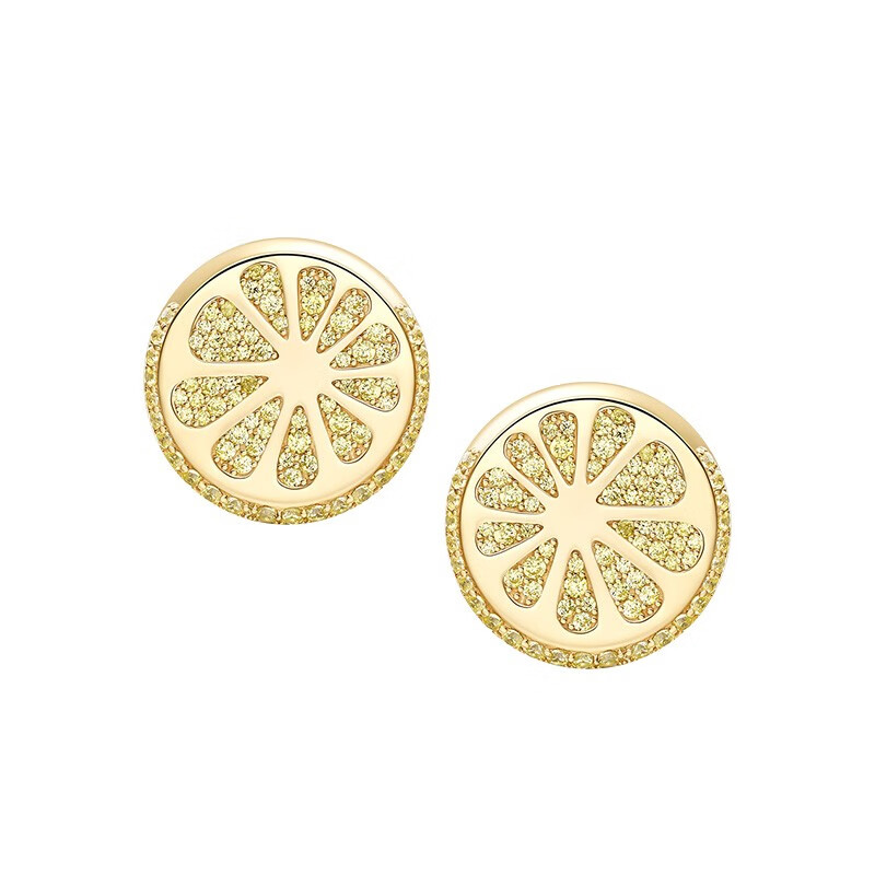 何方珠宝 柠檬片银质耳饰