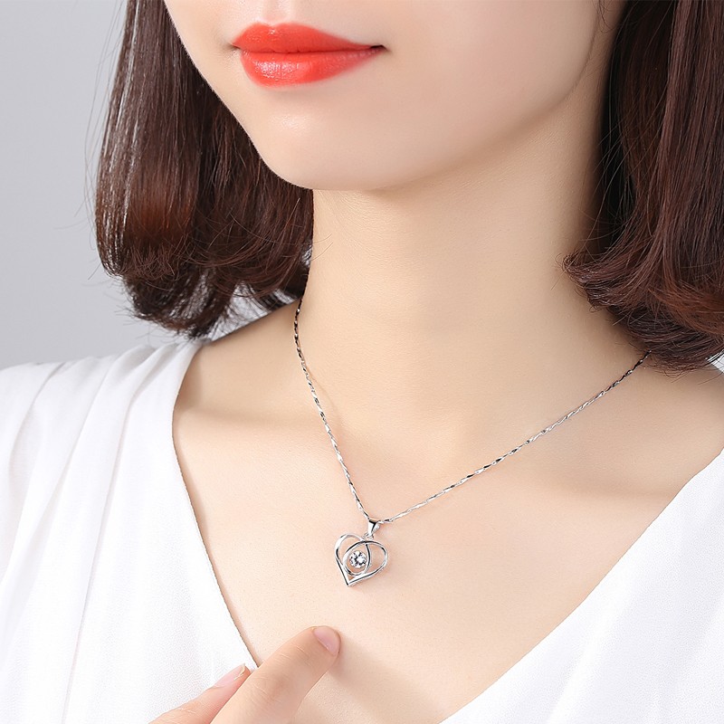 11银饰 跳动的心纯银项链