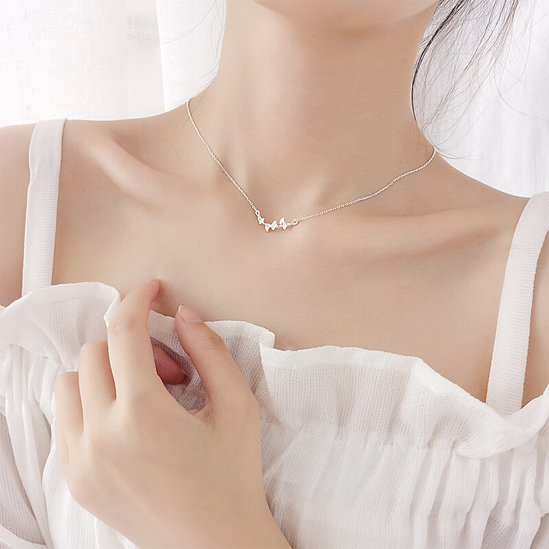 YYEU 银杏叶纯银项链