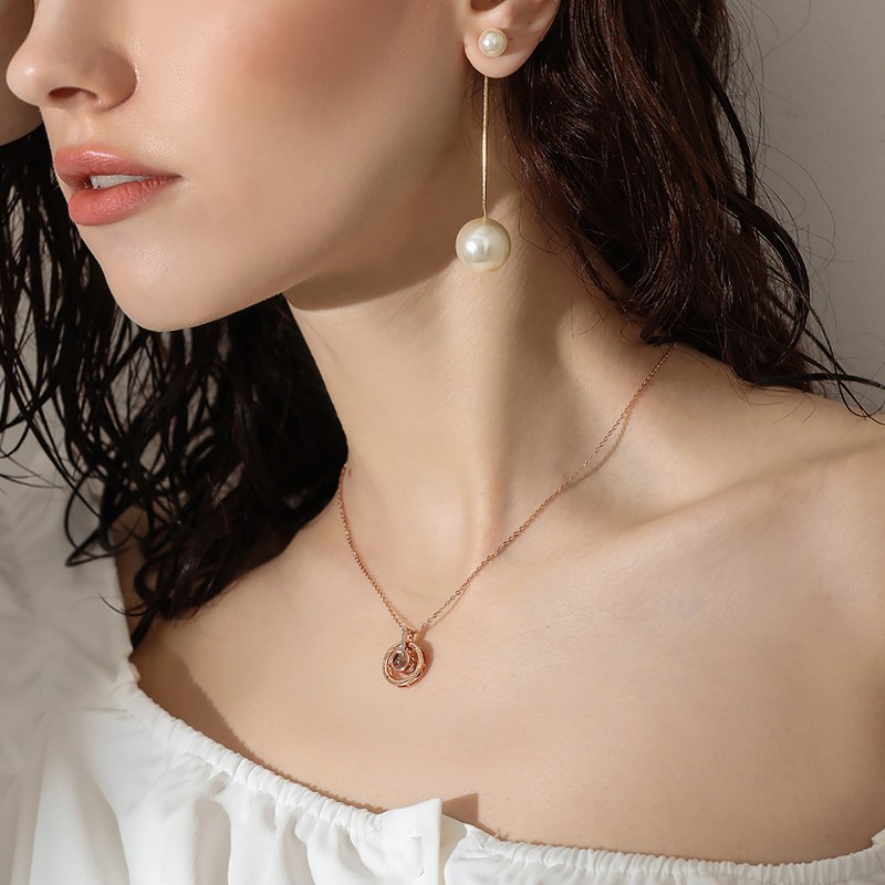 十六月缘 纯银玫瑰金色项链