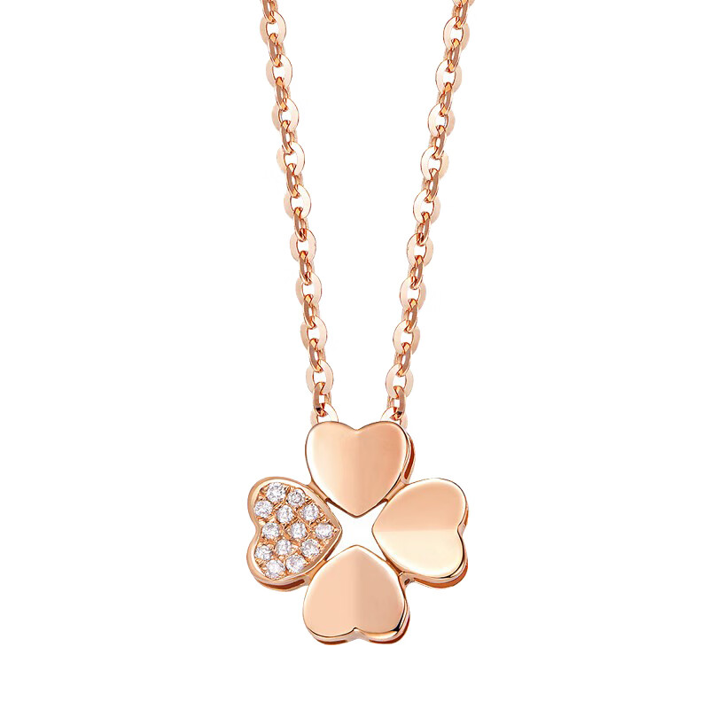 法蔻 玫瑰金四叶草 项链