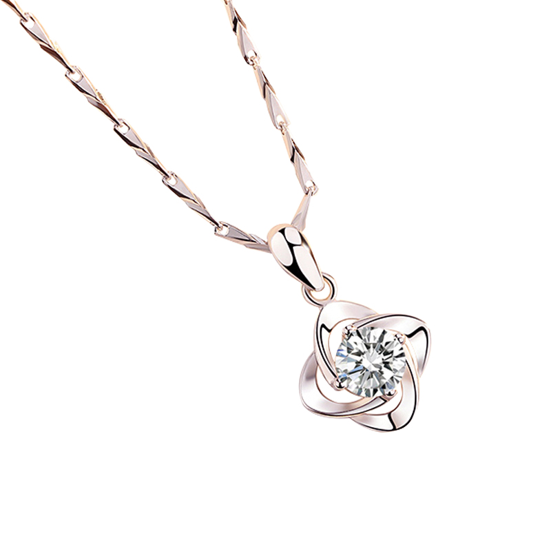 冠带 四叶草足银项链手链