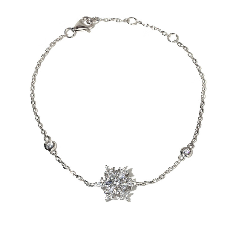 初己 雪花镶锆石925银手链