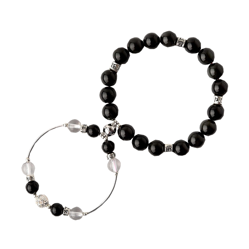 卓麦 黑曜石纯银手链