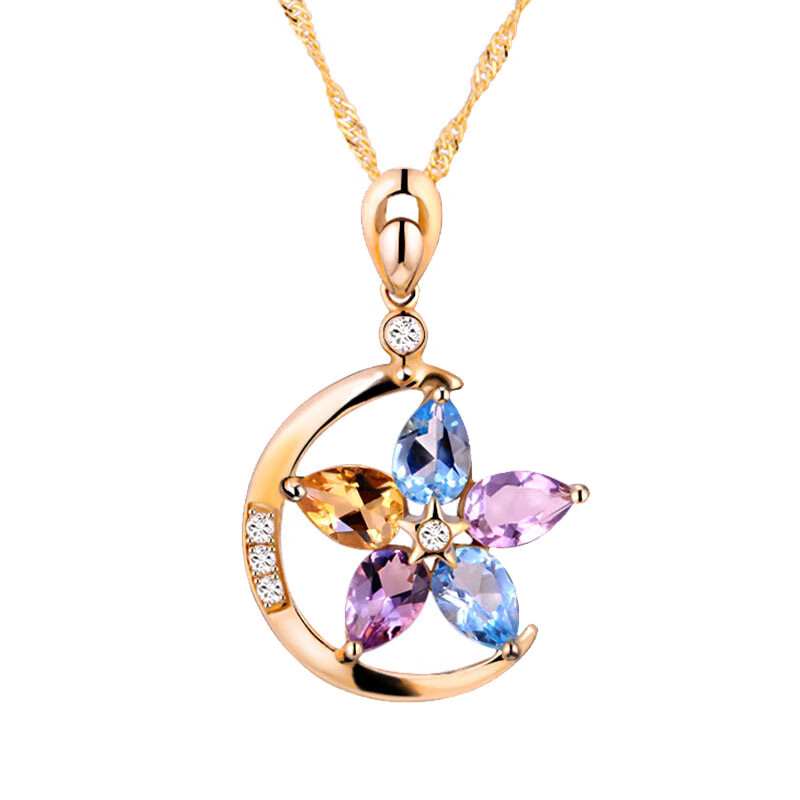 JOLEE彩色宝石镶钻石项链