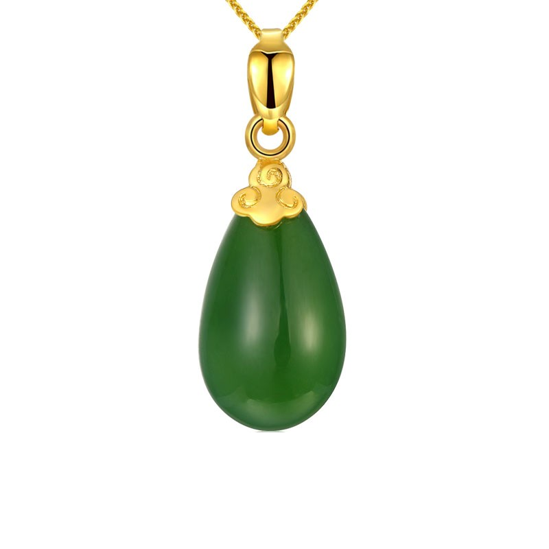 老庙 黄金翡翠水滴挂坠