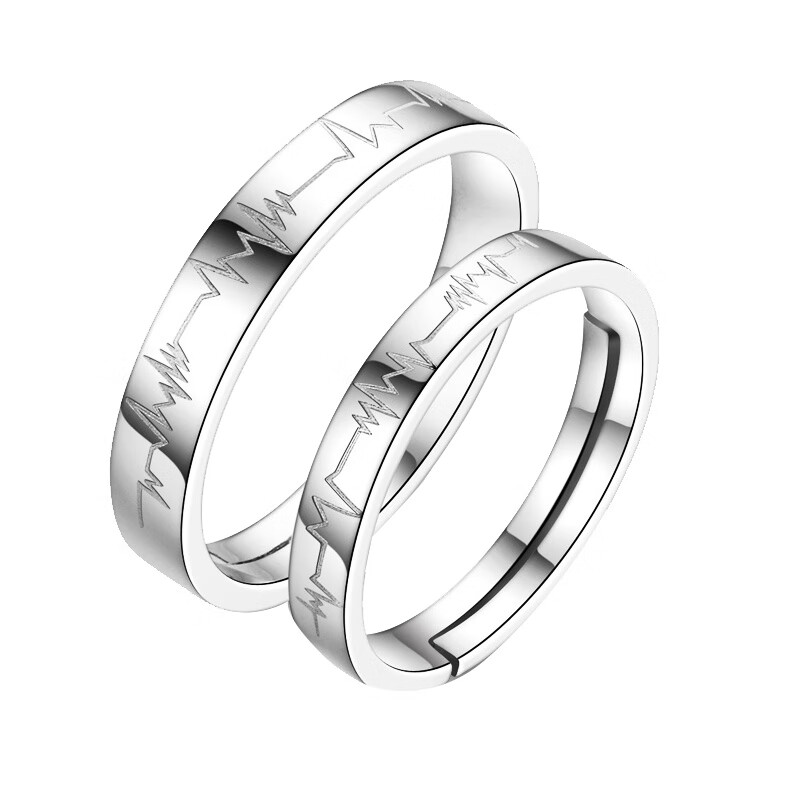 希缘 心跳活口纯银情侣戒指