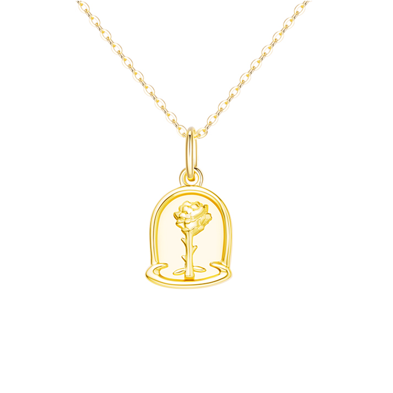 OOAK金色小王子玫瑰项链