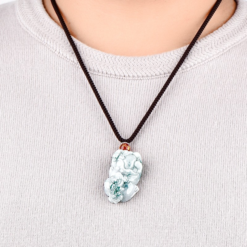 千载一玉 子母貔貅翡翠吊坠